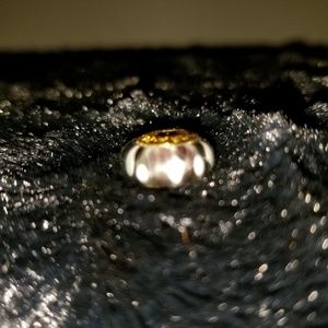 Pandora Shine Black Abstract Flowers Murano Glass